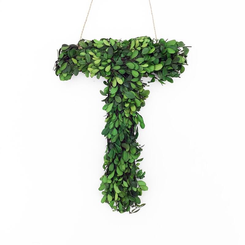 Modern Home 12-in. Boxwood Monogram Wreath Letters