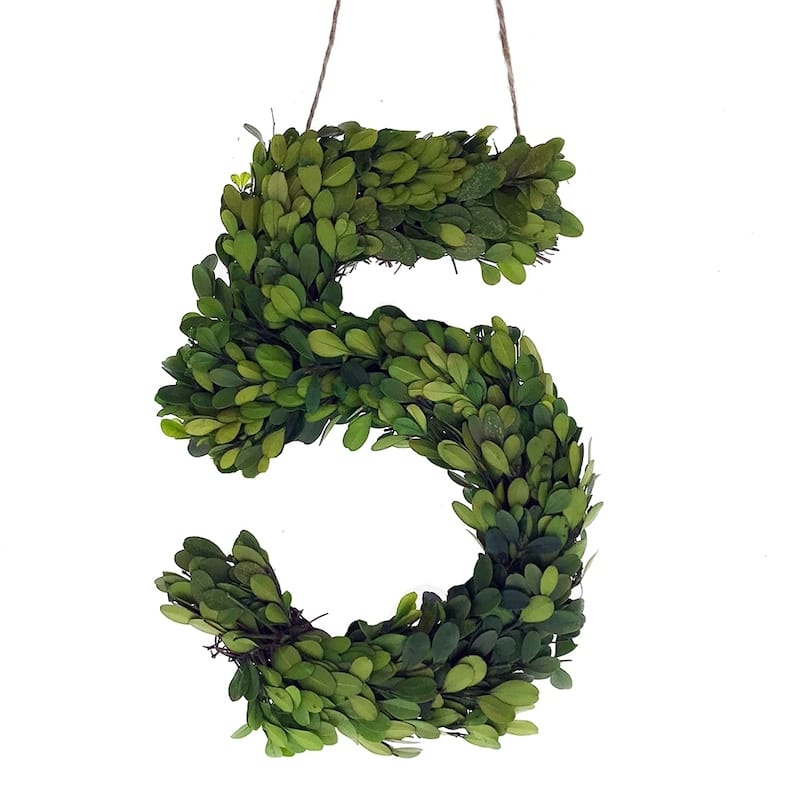 Modern Home 12-in. Boxwood Monogram Wreath Letters - 5