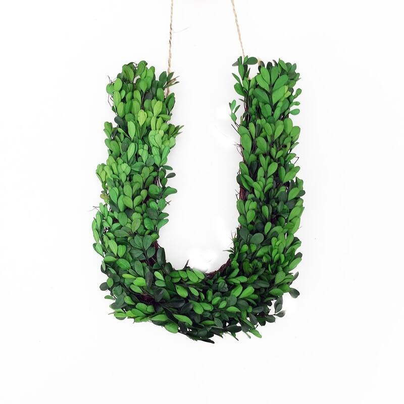 Modern Home 12-in. Boxwood Monogram Wreath Letters - u