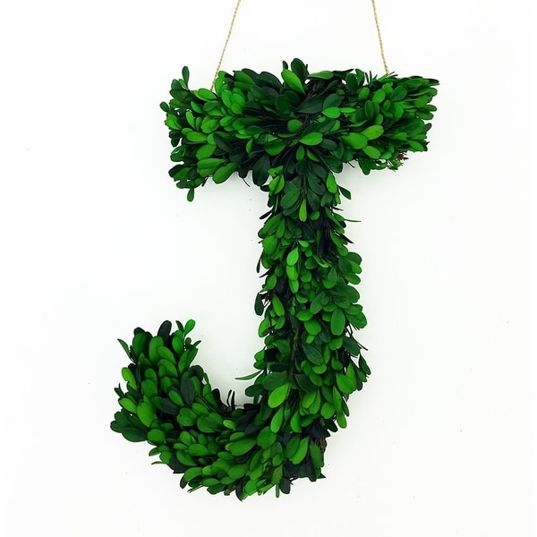 Modern Home 12" Real Preserved Boxwood Monogram Wreath Letters