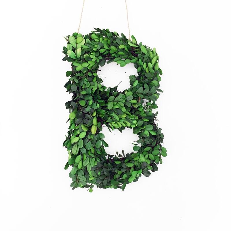 Modern Home 12-in. Boxwood Monogram Wreath Letters