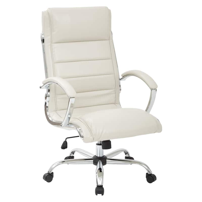 Executive Office Chair with Padded Arms in Faux Leather - Cream