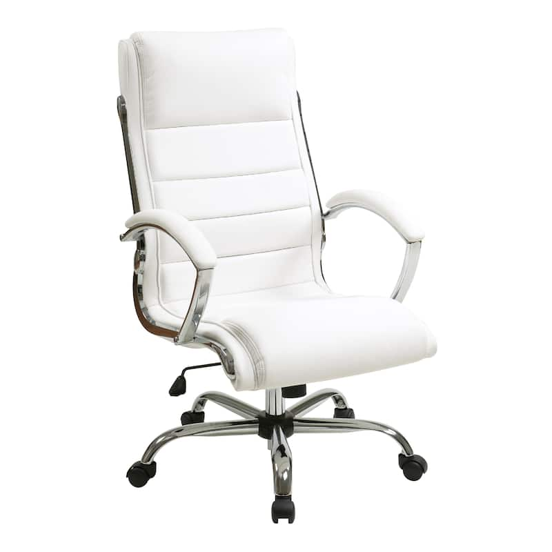 Executive Office Chair with Padded Arms in Faux Leather - White