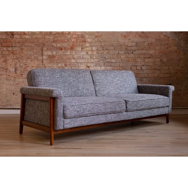Ainsley Mid Century Modern Grey Upholstered Sleeper Sofa Ainsley Mid Century Modern Grey