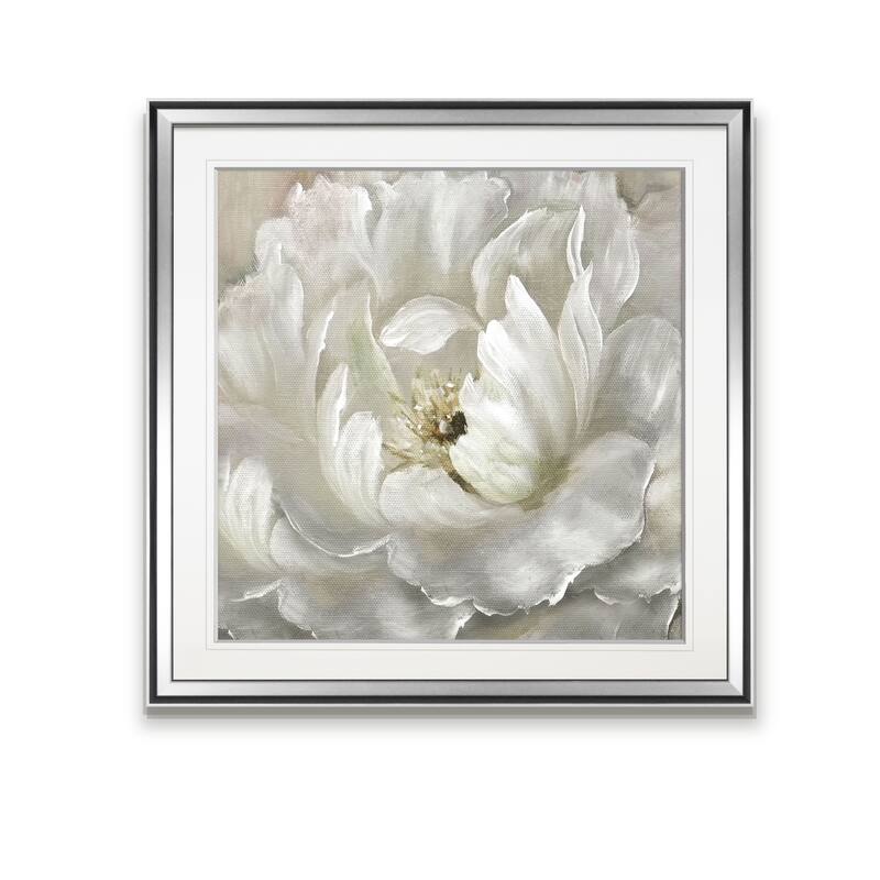 Perfect Peony -Custom Framed Print - blue, white, grey, yellow, green, silver, gold