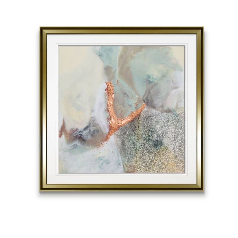 Copper River I -Custom Framed Print - blue, white, grey, yellow, green, silver, gold
