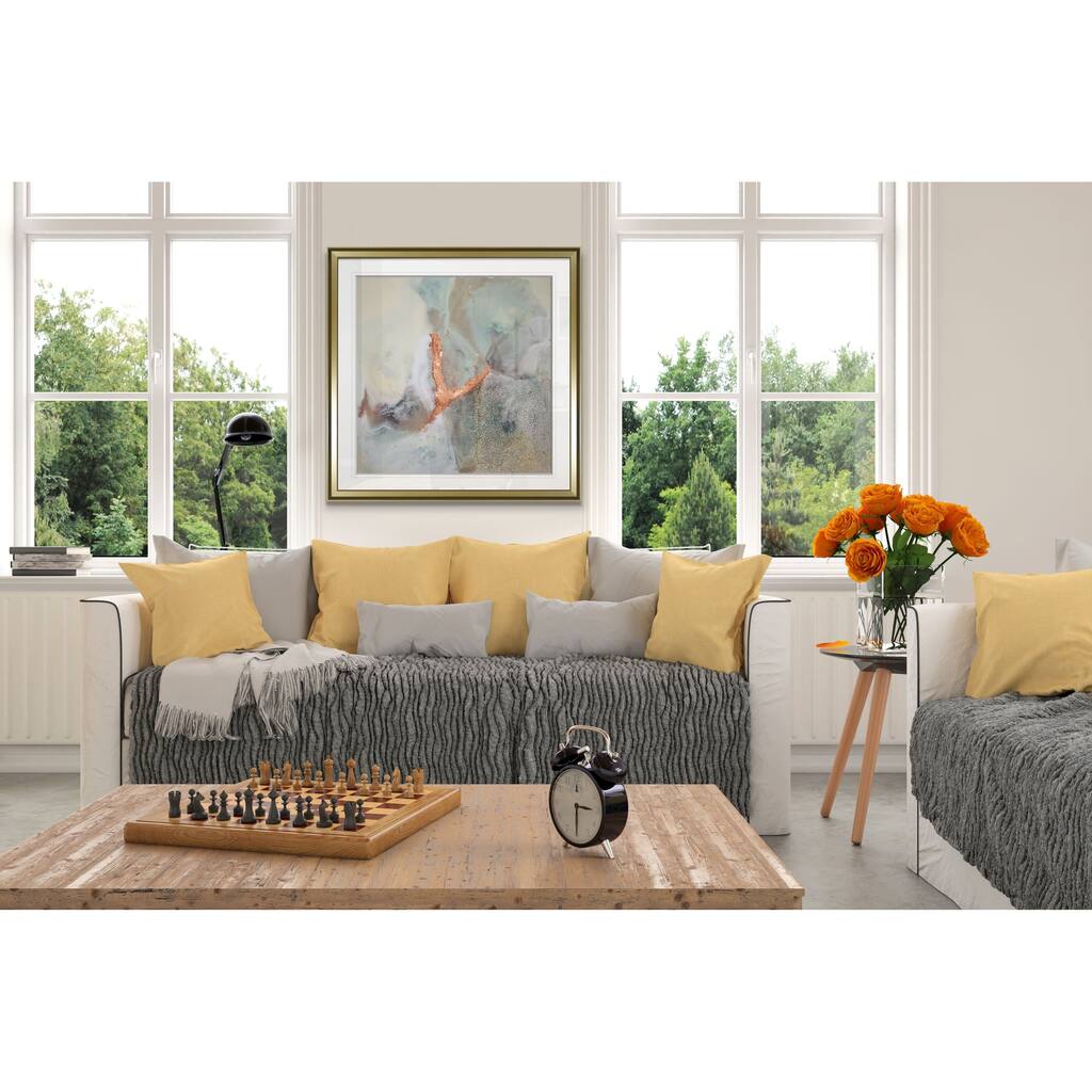 Copper River I -Custom Framed Print - blue, white, grey, yellow, green, silver, gold