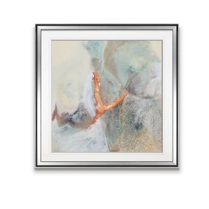 Copper River I -Custom Framed Print - blue, white, grey, yellow, green, silver, gold