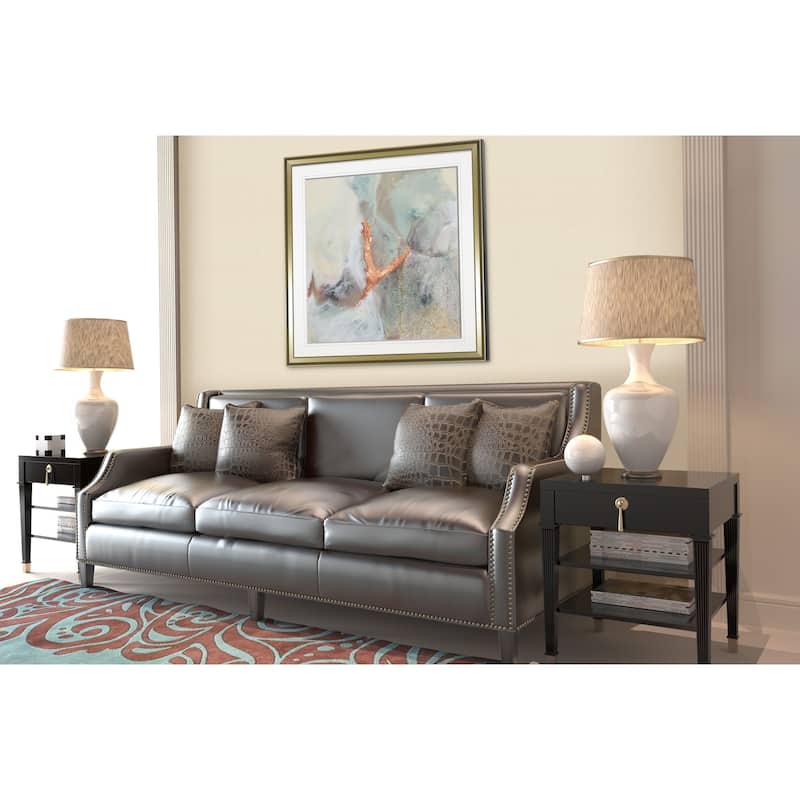 Copper River I -Custom Framed Print - blue, white, grey, yellow, green, silver, gold