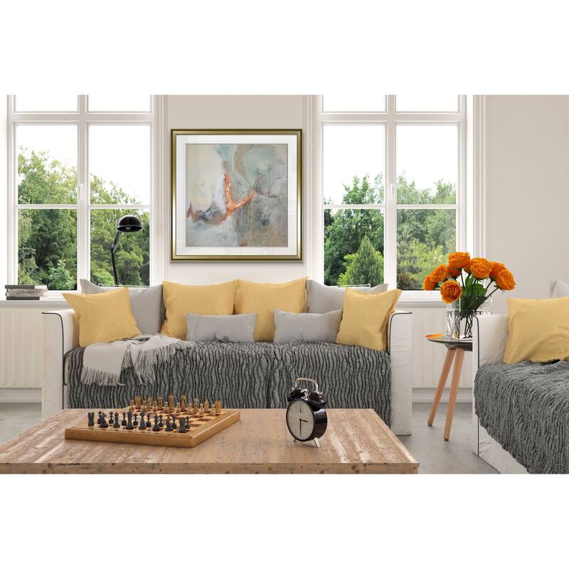 Copper River I -Custom Framed Print - blue, white, grey, yellow, green, silver, gold