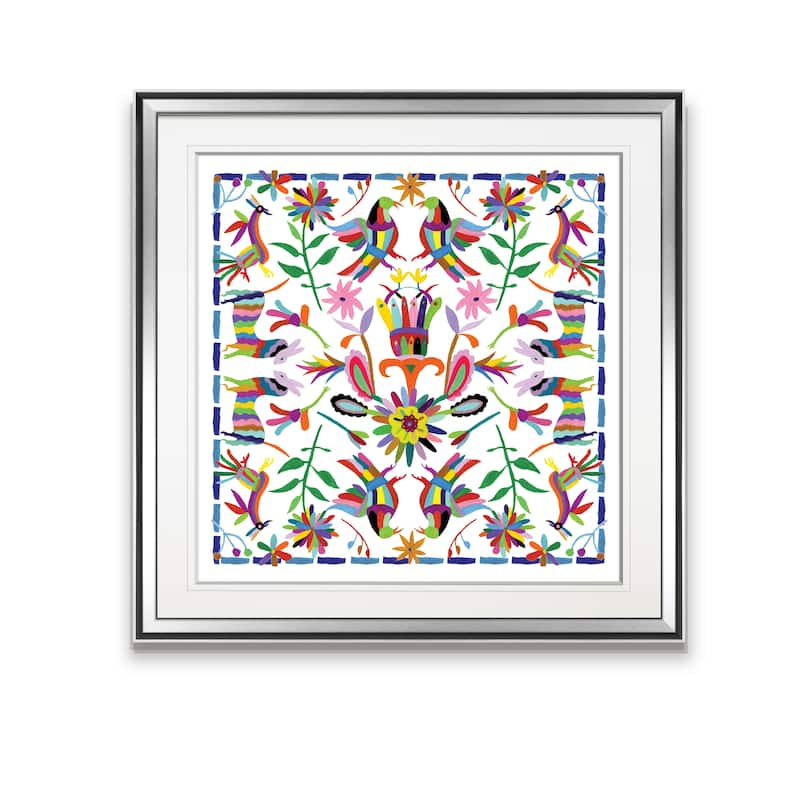 Hallucination I -Custom Framed Print - blue, white, grey, yellow, green, silver, gold