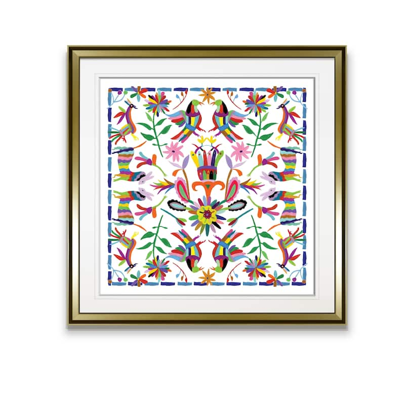 Hallucination I -Custom Framed Print - blue, white, grey, yellow, green, silver, gold