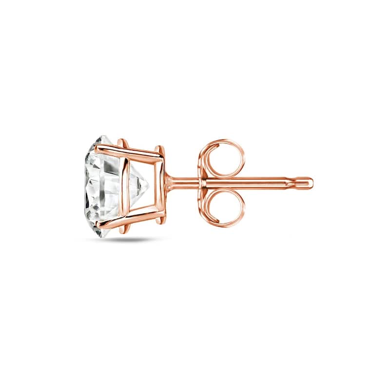 Auriya 14k Rose Gold 1/8ct Round Single Stud (1) Diamond Earring