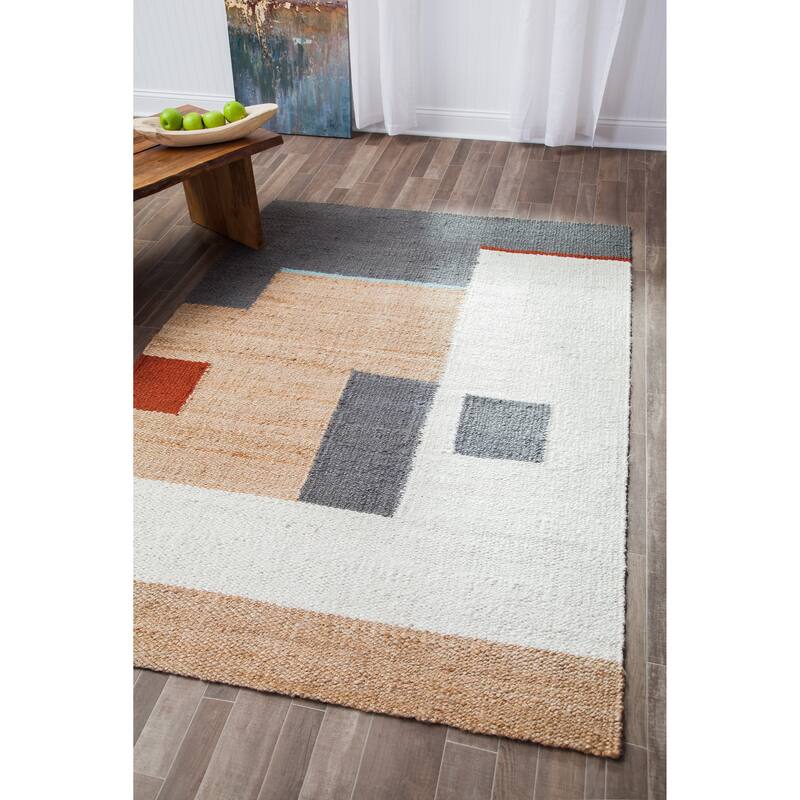Jani Abstract Ivory/Multi Jute Area Rug - Vibrant Handwoven Style for Any Room