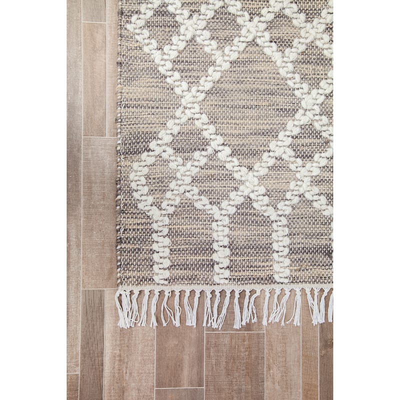 Jani Ann Brown/Ivory Geometric Jute and Wool Rug