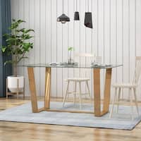 Demitric Modern Tempered Glass Dining Table by Christopher Knight Home