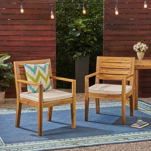 Nestor Outdoor Acacia Wood Dining Chairs by Christopher Knight Home ...