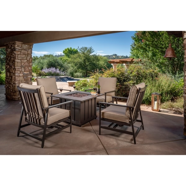 Foremost Casual Hillcrest 5 Piece Fire Chat Set - Brown/Stone
