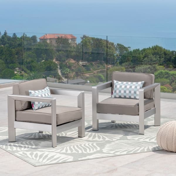 Aviara Outdoor Aluminum Club Chairs (Set of 2) by Christopher Knight ...