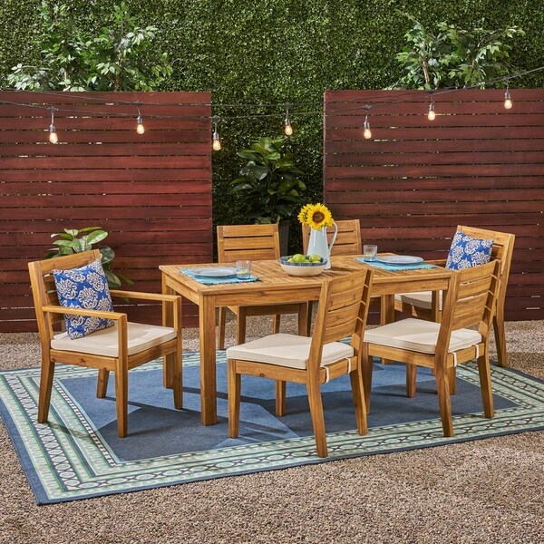 Nestor Outdoor 6-Seater Acacia Wood Dining Set by Christopher Knight Home