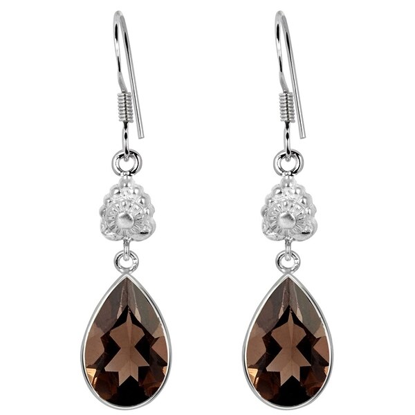 Tear Drop Smoky Quartz Earrings In Sterling Silver Handmade Tear Drop Smoky Quartz Earrings In Sterling Silver Handmade
