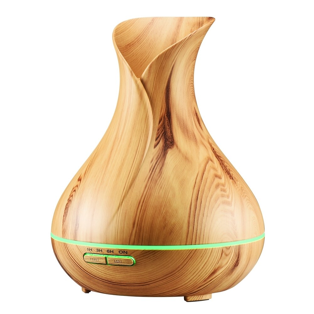 Wood Grain Essential Oil Aroma Diffuser Whisper Quiet Cool Mist Ultrasonic Humidifier (Brown - Combination - Auto Shut Off)