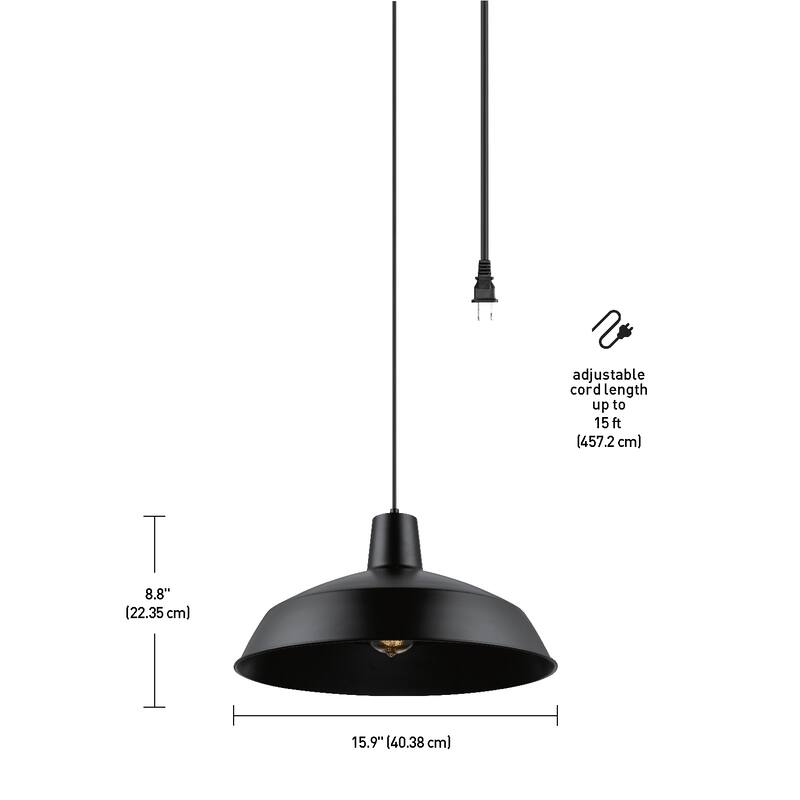 Barnyard 1-Light Matte Back Plug-In Pendant