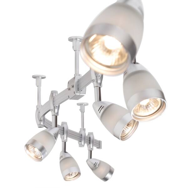 Flexigon 6 Light Brushed Steel Flexible Track Lighting Flexigon 6 Light Brushed Steel Flexible Track Lighting
