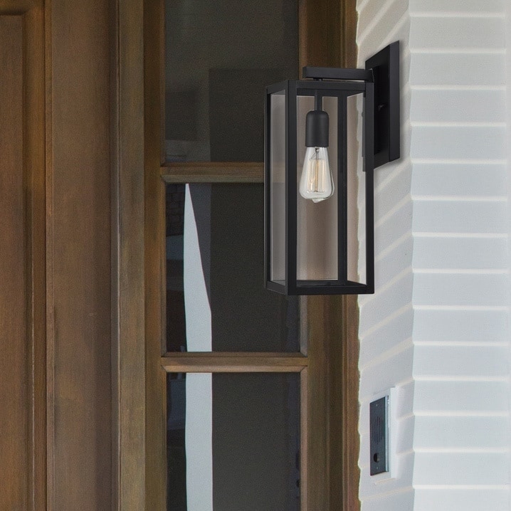 Copper Grove Zhytomyr Matte Black /Glass Indoor/Outdoor 1-light Sconce