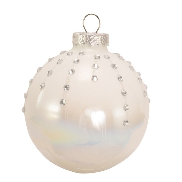Shop Kurt Adler 80MM Pearl White Glass Ornaments, 6Piece Box