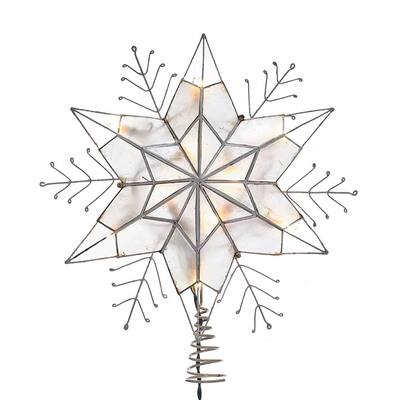 Kurt Adler 10-Light 6-point Capiz Star Snowflakes Treetop - 14"
