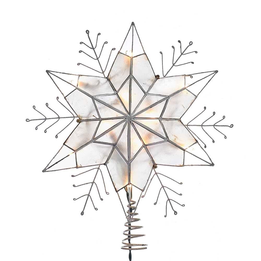 Kurt Adler 10-Light 6-point Capiz Star Snowflakes Treetop - 14"