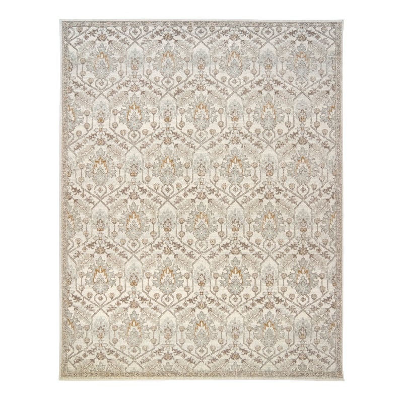 Gertmenian Scanda Marlowe Transitional Floral Narrow Border Ivory/Beige Area Rug - 7'10 x 10'