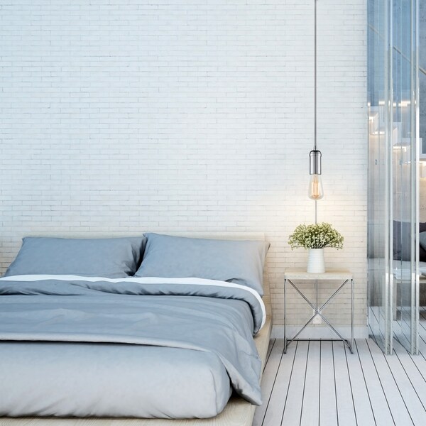 Edison 1-Light Gray & Polished Chrome Plug-In Mini Pendant