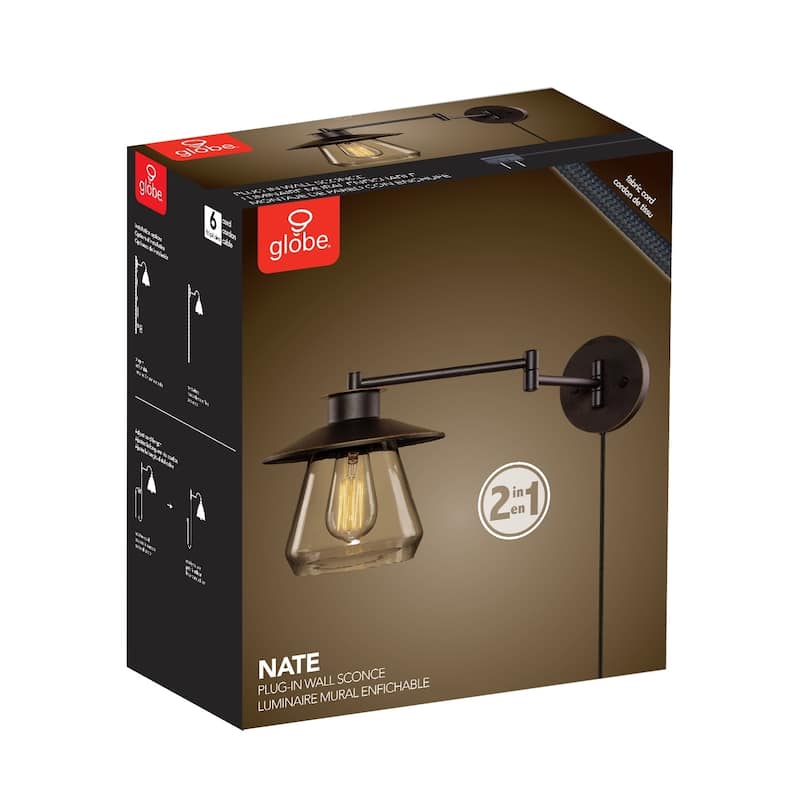 Carbon Loft 1-light Dark Bronze Plug-In or Hardwire Wall Sconce