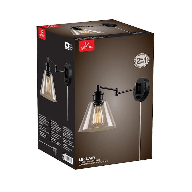 Carbon Loft 1-light Dark Bronze Plug-In or Hardwire Wall Sconce
