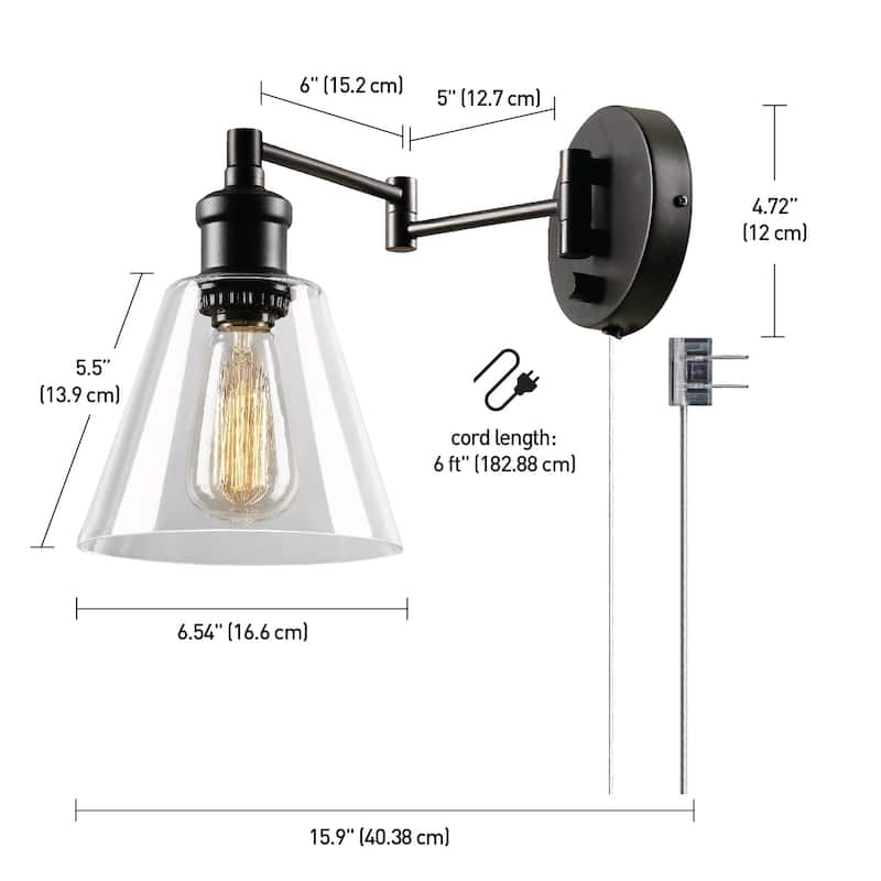 Carbon Loft 1-light Dark Bronze Plug-In or Hardwire Wall Sconce