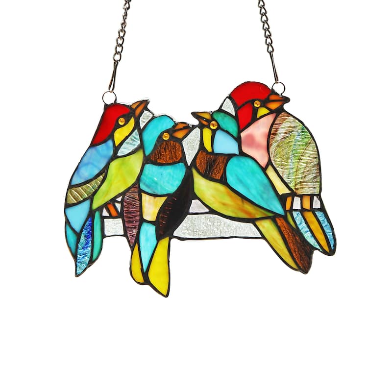 Chloe Tiffany Style Bird Design Stained Glass Window Panel Suncatcher
