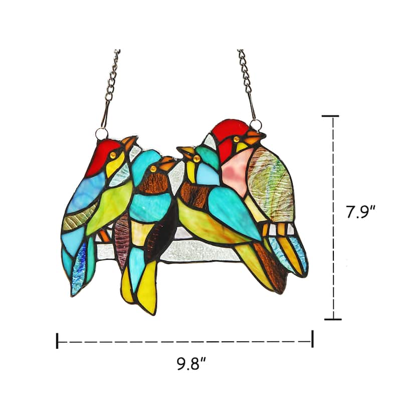 Chloe Tiffany Style Bird Design Stained Glass Window Panel Suncatcher