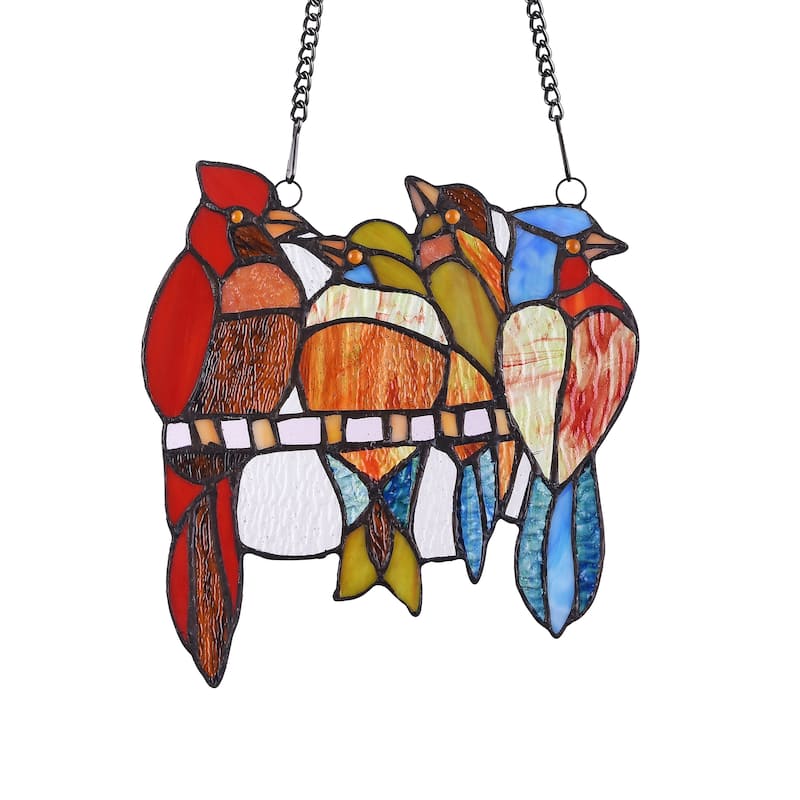 Chloe Tiffany Style Bird Design Stained Glass Window Panel Suncatcher