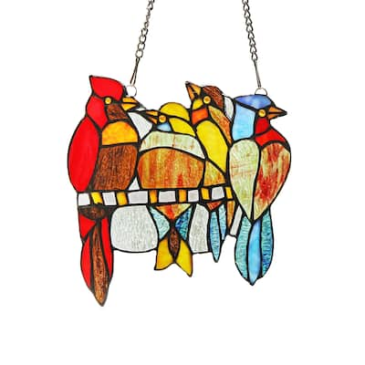 Chloe Tiffany Style Bird Design Stained Glass Window Panel Suncatcher