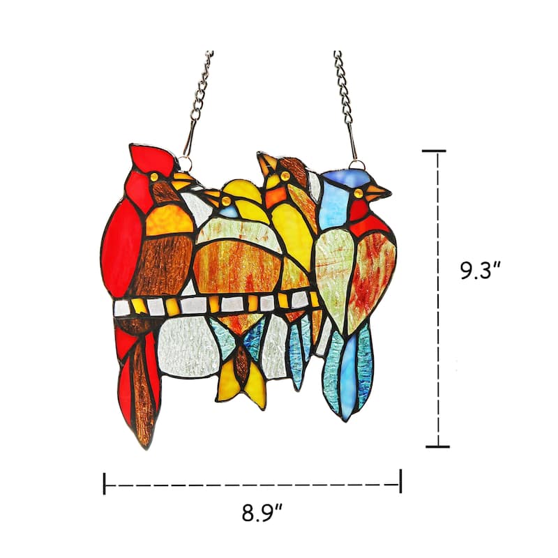 Chloe Tiffany Style Bird Design Stained Glass Window Panel Suncatcher