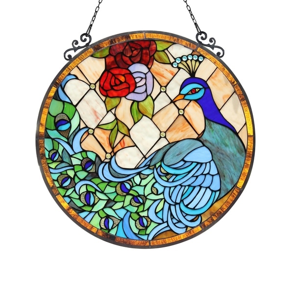 Chloe Tiffany Style Peacock Design Window Panel/Suncatcher