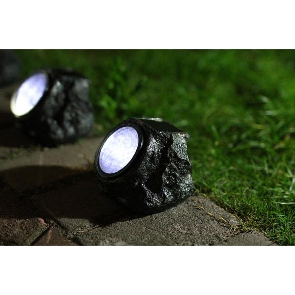 Shop Outdoor Solar Light Garden Rock Spot Lights - 4 Piece Set - Free