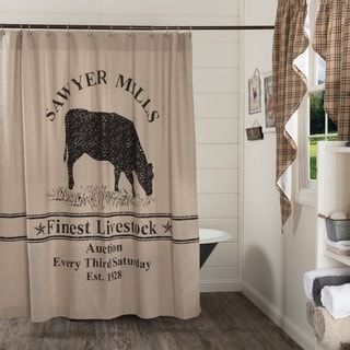 Shop Sawyer Mill Charcoal Cow Shower Curtain Free Shipping On