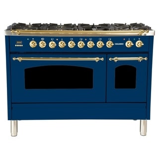 Shop 60" Dual Fuel Italian Range, LP Gas, Bronze Trim in Blue - Free