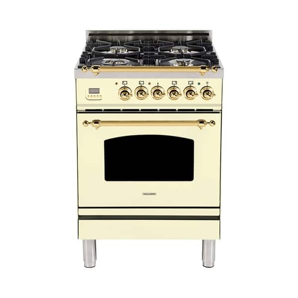 HALLMAN 24" Italian Gas Range, BSTrim in Antique White Overstock 22888999