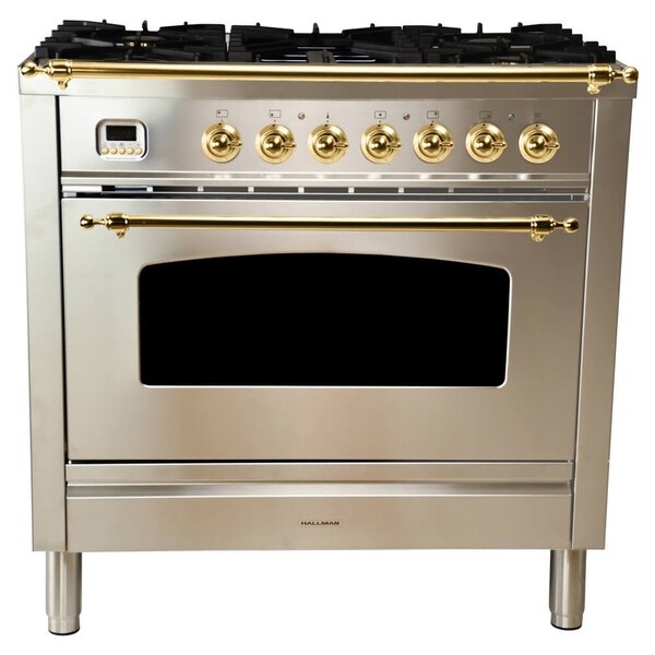 Shop HALLMAN 36" Italian Gas Range, LP Gas, BSTrim in Stainless Steel