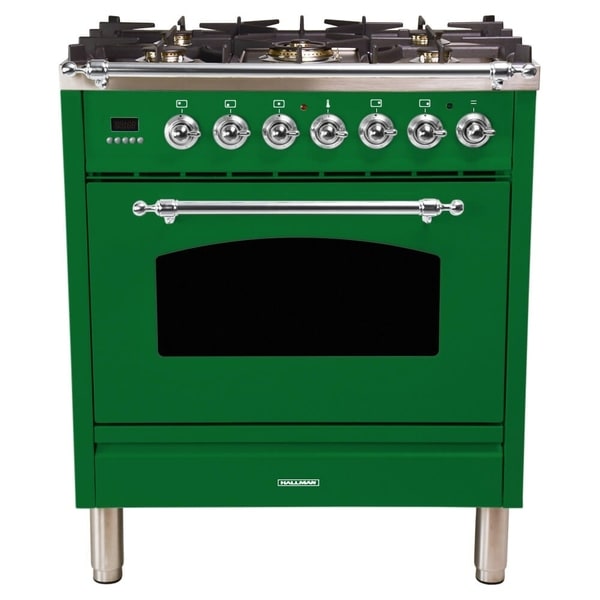 Shop 30" Dual Fuel Italian Range, Chrome Trim in Emerald Green Free