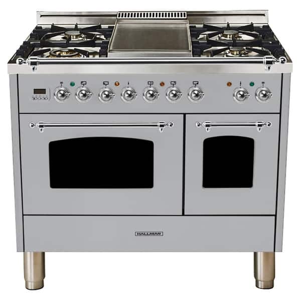 HALLMAN 40"Dual Fuel Italian Range, Chrome Trim in Stainless Steel